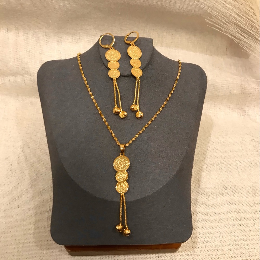 New-Lira Jewelry,Coin Jewelry Set, 24k Dubai Gold Plated Jewelry, Muslim Jewelry